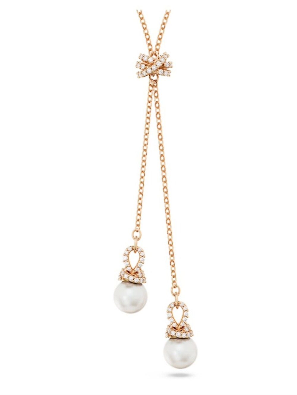 Swarovski Originally Crystal Pearl Y-Pendant Necklace, Rose Gold Finish